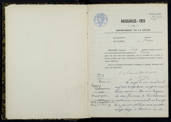 Beuvron : actes d'état civil.