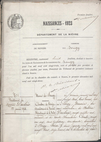 Sougy-sur-Loire : actes d'état civil.