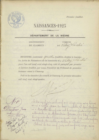 Vitry-Laché : actes d'état civil.