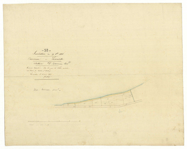 La Marche, cadastre ancien : plan parcellaire de la section D dite de la Marche, feuille 4, développement