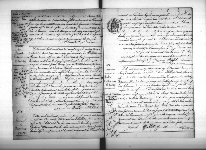 Vauclaix : actes d'état civil.