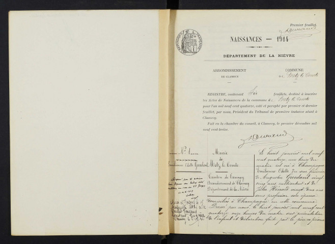 Metz-le-Comte : actes d'état civil.