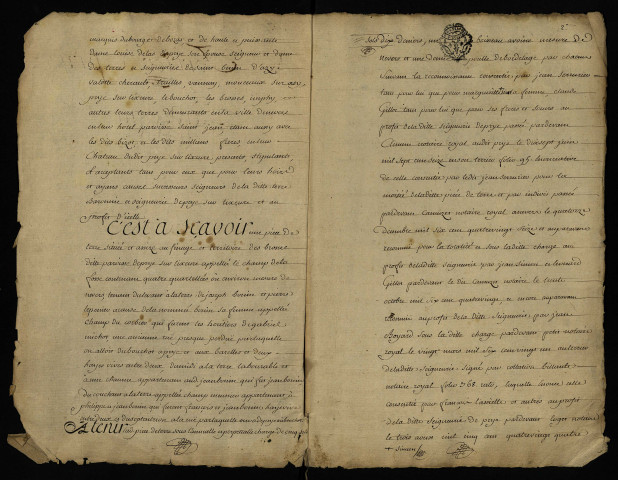 Terrier de Prye dressé par Frebault, notaire royal, pour Emmanuel-Gaspard-Jeanne-Marie Du Bourg, marquis de Bozas, et Louise de Las de Prye son épouse, seigneur et dame de Saint-Benin-d'Azy, Valotte, Cherault, Trailles, Vannay, Mousseaux-sur-Azy, Prye sur l'Ixeure, Le Bouchot, Les Brosses, Imphy et autres terres.