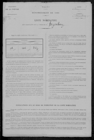Arzembouy : recensement de 1891