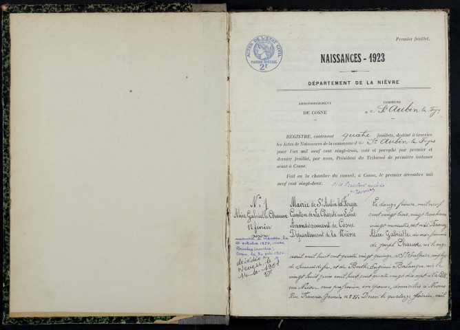 Saint-Aubin-les-Forges : actes d'état civil.