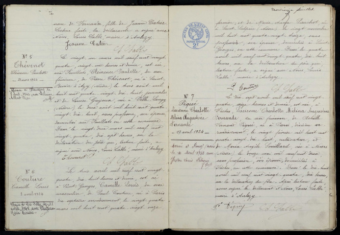 Anlezy : actes d'état civil.