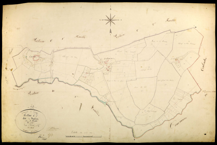 Perroy, cadastre ancien : plan parcellaire de la section C dite du Boulay, feuille 3