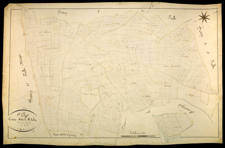 Oisy, cadastre ancien : plan parcellaire de la section A dite de Saint-Aubin, feuille 2