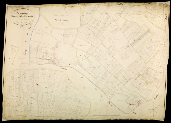 Pougny, cadastre ancien : plan parcellaire de la section B dite de Chambre