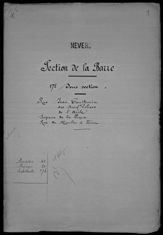 Nevers, Section de la Barre, 17e sous-section : recensement de 1901