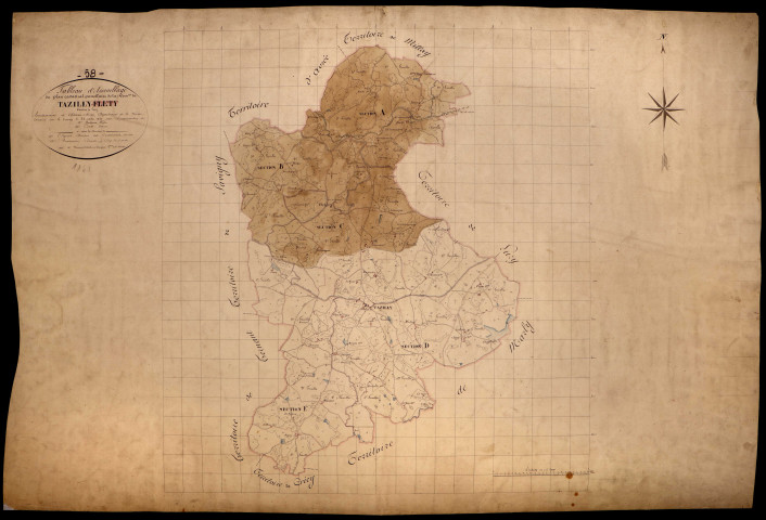 Tazilly, cadastre ancien : tableau d'assemblage
