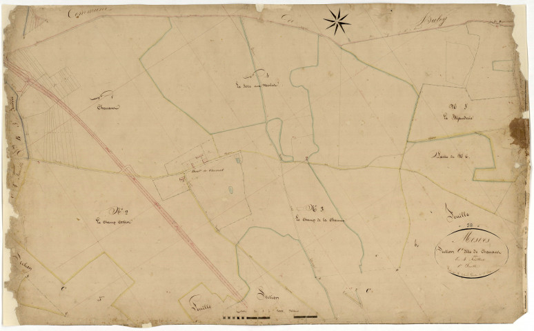 Mesves-sur-Loire, cadastre ancien : plan parcellaire de la section C dite de Charrant, feuille 1