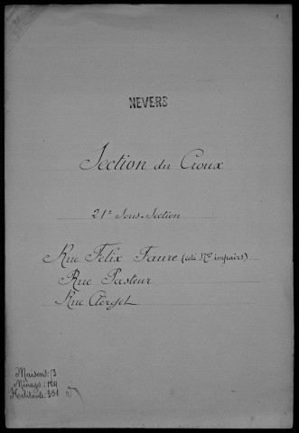 Nevers, Section du Croux, 21e sous-section : recensement de 1901
