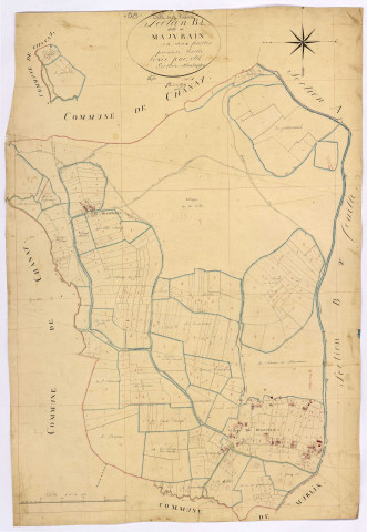 La Celle-sur-Nièvre, cadastre ancien : plan parcellaire de la section B dite de Mauvrain, feuille 1