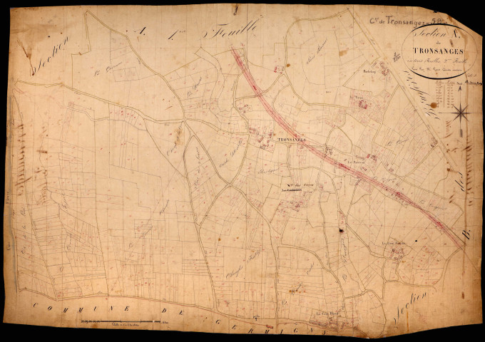 Tronsanges, cadastre ancien : plan parcellaire de la section A dite de Tronsanges, feuille 2