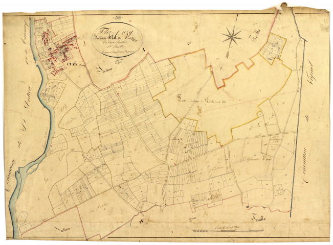 Flez-Cuzy, cadastre ancien : plan parcellaire de la section B dite de Cuzy, feuille 1