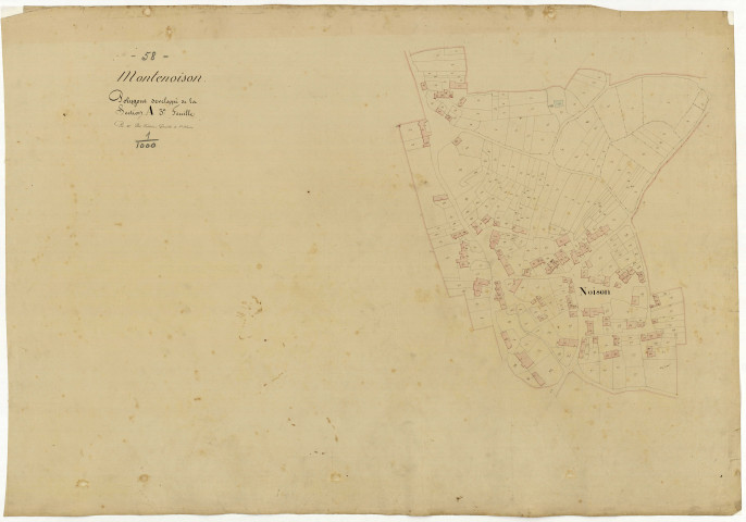 Montenoison, cadastre ancien : plan parcellaire de la section A dite de Noison, feuille 3, développement