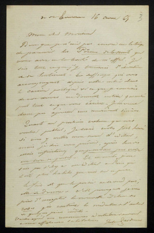 TARDIEU (Jules), écrivain (1805-1868) : 6 lettres.