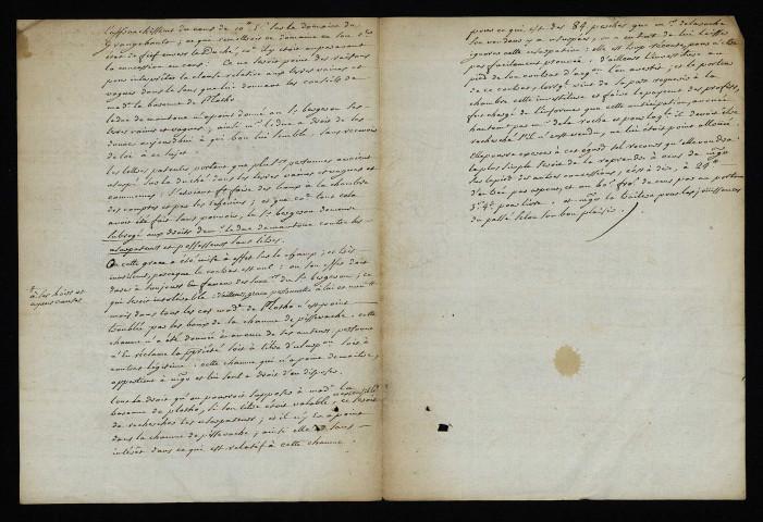 Contentieux (procédure civile). - Foncier (chaumes de Pissevache) à Nevers, anticipation du bien par Bergeron contre la baronne de Plotho : mémoire.