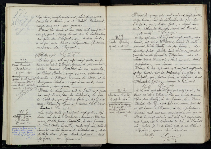 Cours : actes d'état civil.