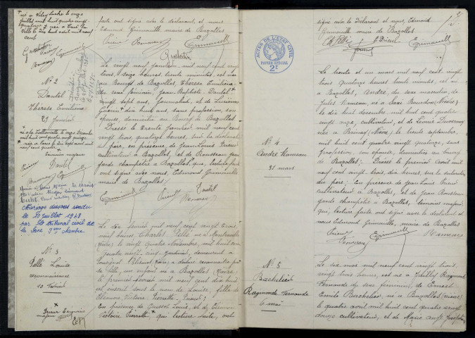 Bazolles : actes d'état civil.