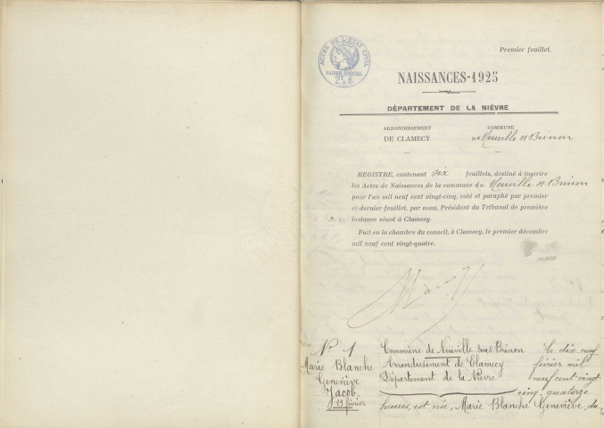 Taconnay : actes d'état civil.