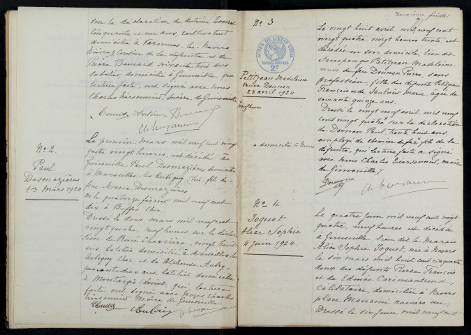 Gimouille : actes d'état civil.