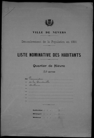 Nevers, Quartier de Nièvre, 20e section : recensement de 1911