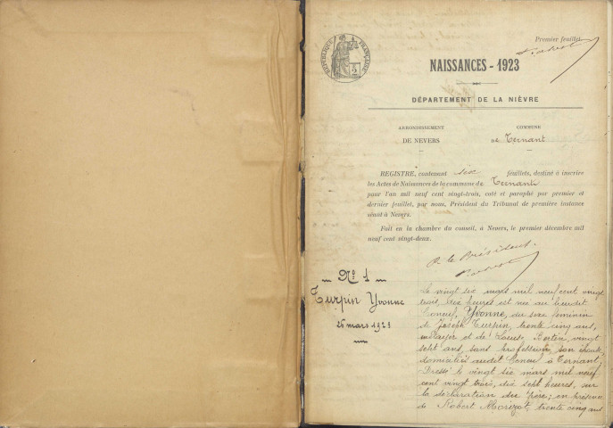 Ternant : actes d'état civil.