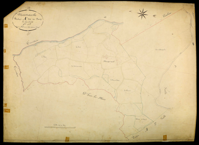 Montsauche-les-Settons, cadastre ancien : plan parcellaire de la section A dite du Bourg, feuille 1