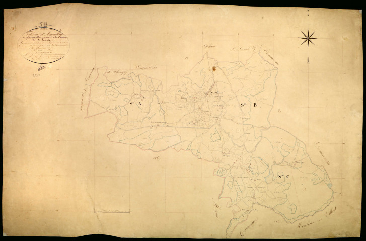 Saint-Péreuse, cadastre ancien : tableau d'assemblage