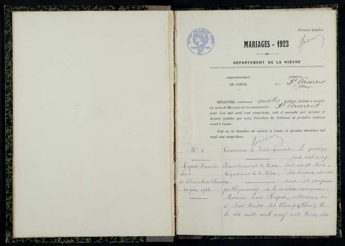 Saint-Laurent-l'Abbaye : actes d'état civil.