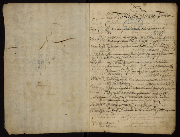 Tenures personnelles à Nevers et ses environs : terrier avec table nominative.