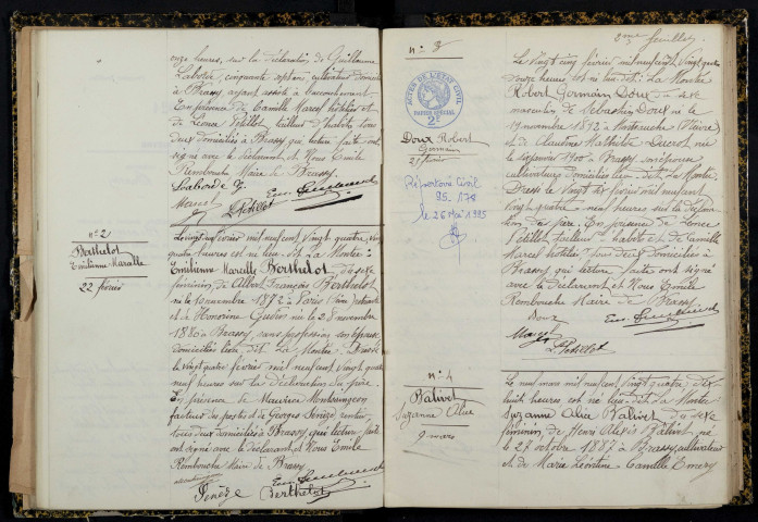 Brassy : actes d'état civil.