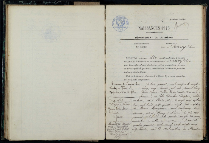 Neuvy-sur-Loire : actes d'état civil.