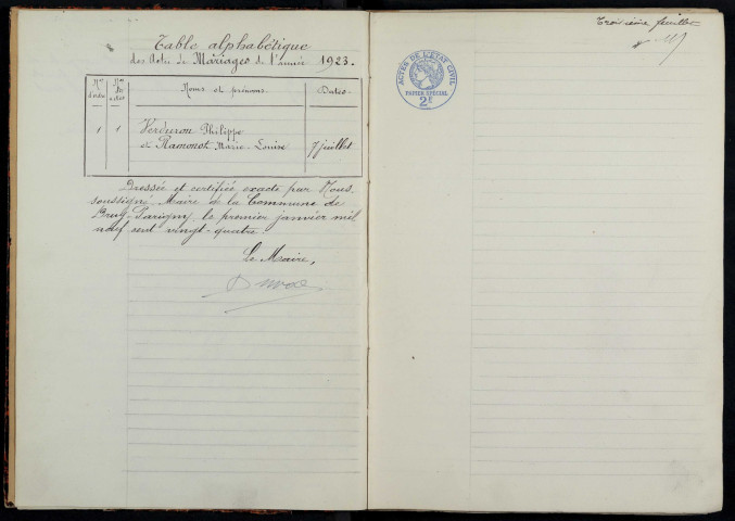 Druy-Parigny : actes d'état civil.