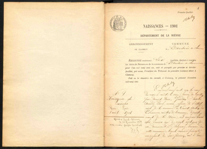 Saint-Aubin-des-Chaumes : actes d'état civil.