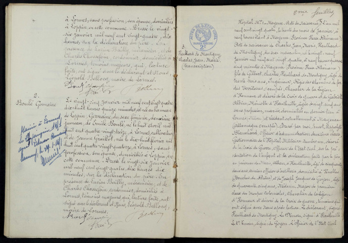 Lormes : actes d'état civil.