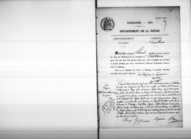 Oudan : actes d'état civil.