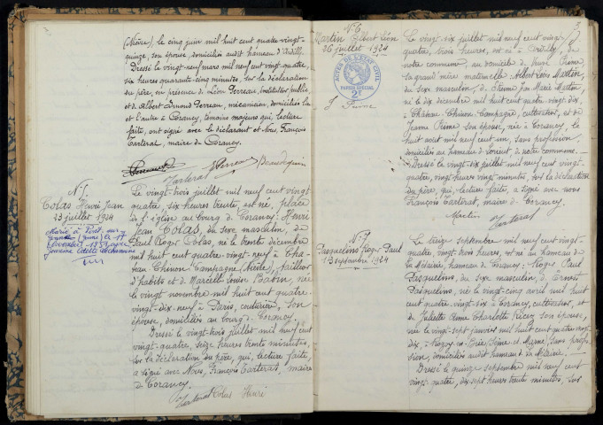 Corancy : actes d'état civil.