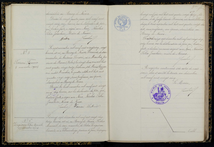 Nuars : actes d'état civil.