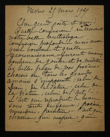 BOUCHER-CHEVILLOT (Julie), à Nevers : 2 lettres.