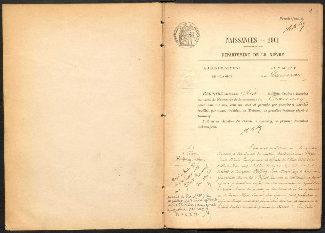 Tannay : actes d'état civil.