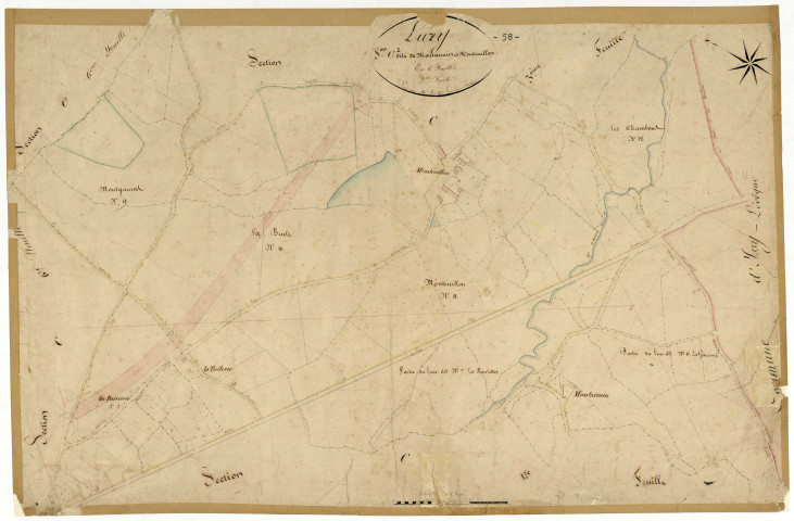 Luzy, cadastre ancien : plan parcellaire de la section C dite de Montarmin et Monteuillon, feuille 2