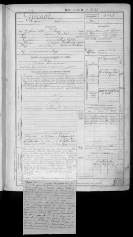 Bureau de Nevers, classe 1898 : fiches matricules n° 1001 à 1500
