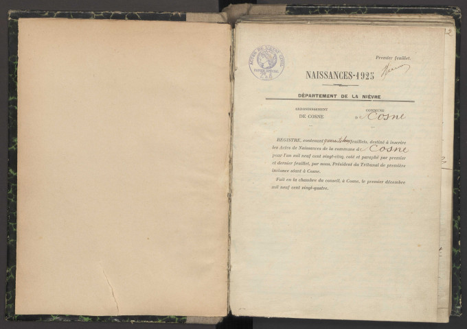 Cosne-sur-Loire : actes d'état civil.