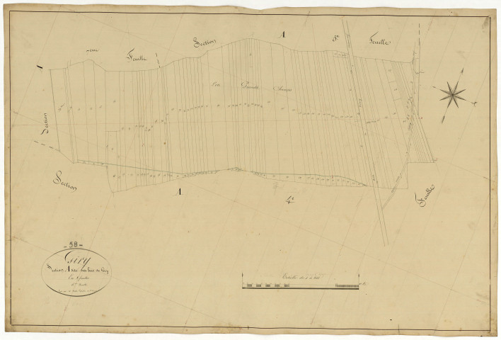 Giry, cadastre ancien : plan parcellaire de la section A dite des Bois de Giry, feuille 6