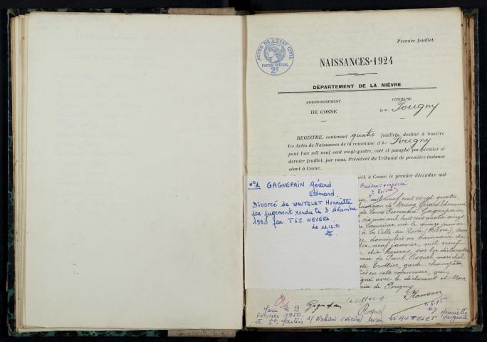 Pougny : actes d'état civil.