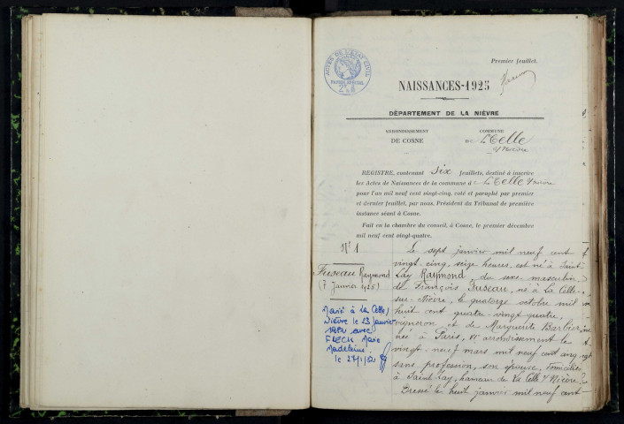 La Celle-sur-Nièvre : actes d'état civil.