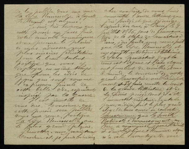 CANTON (Jules), publiciste de La Lyre universelle : 2 lettres.